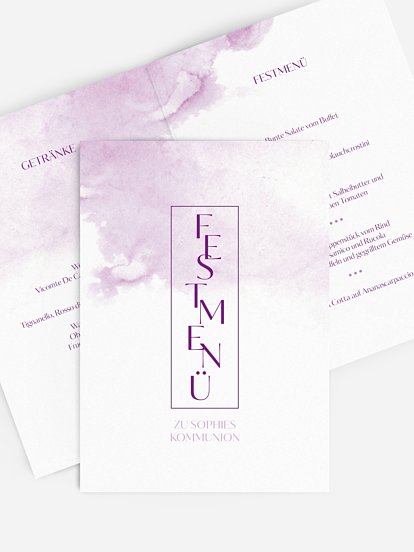 Menükarte Kommunion Klassik Aquarell