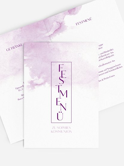Menükarte Kommunion Klassik Aquarell