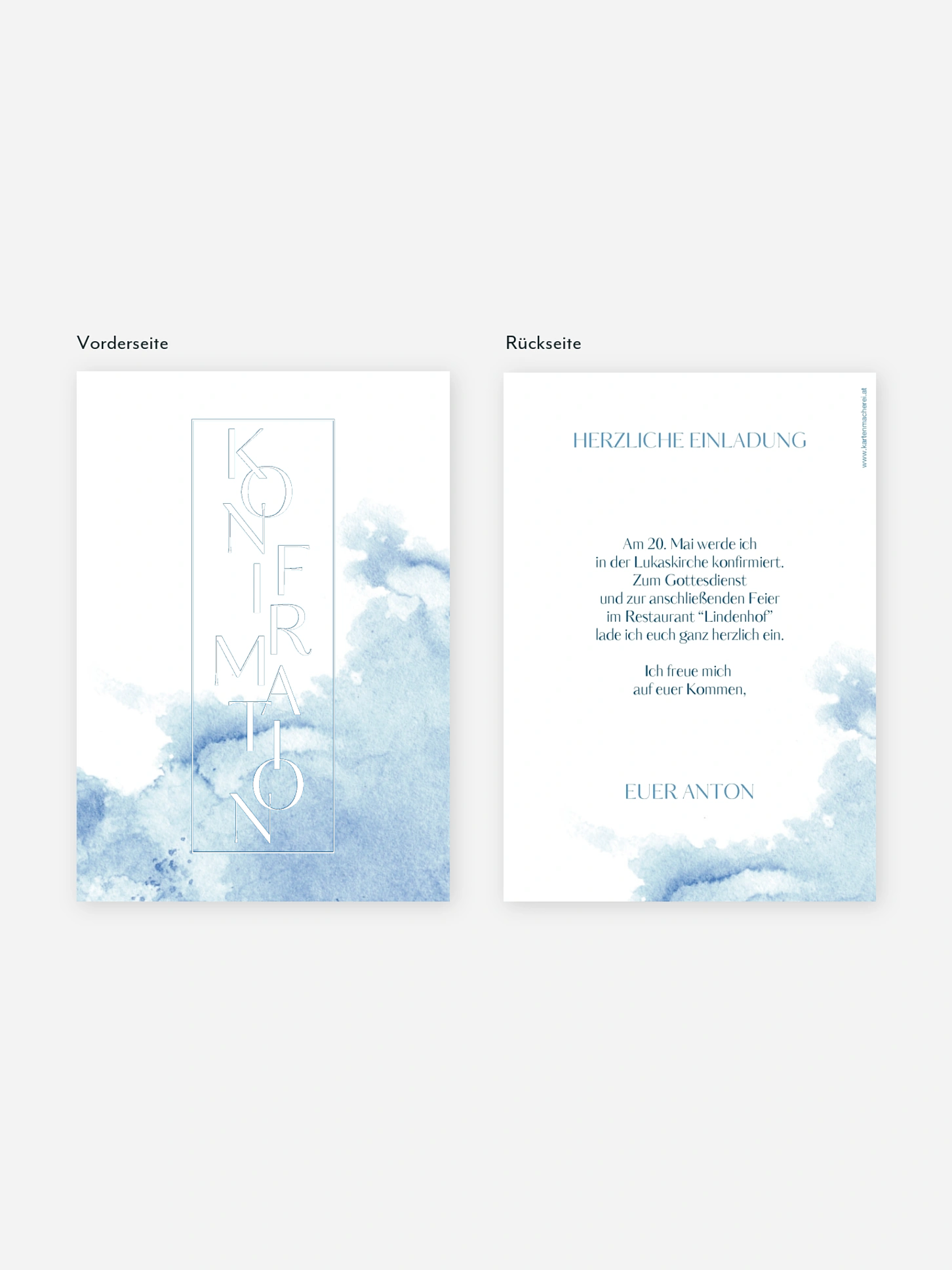 Konfirmationseinladung Klassik Aquarell