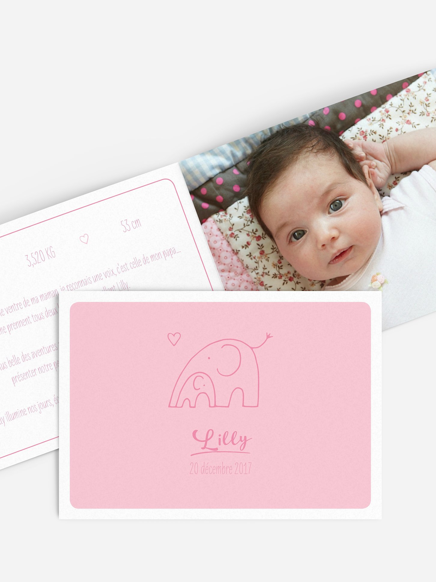 Faire-part naissance Amour d'éléphants