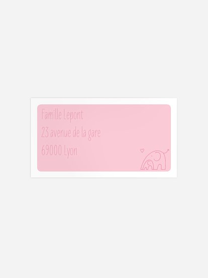 Étiquette destinataire naissance Amour d'éléphants