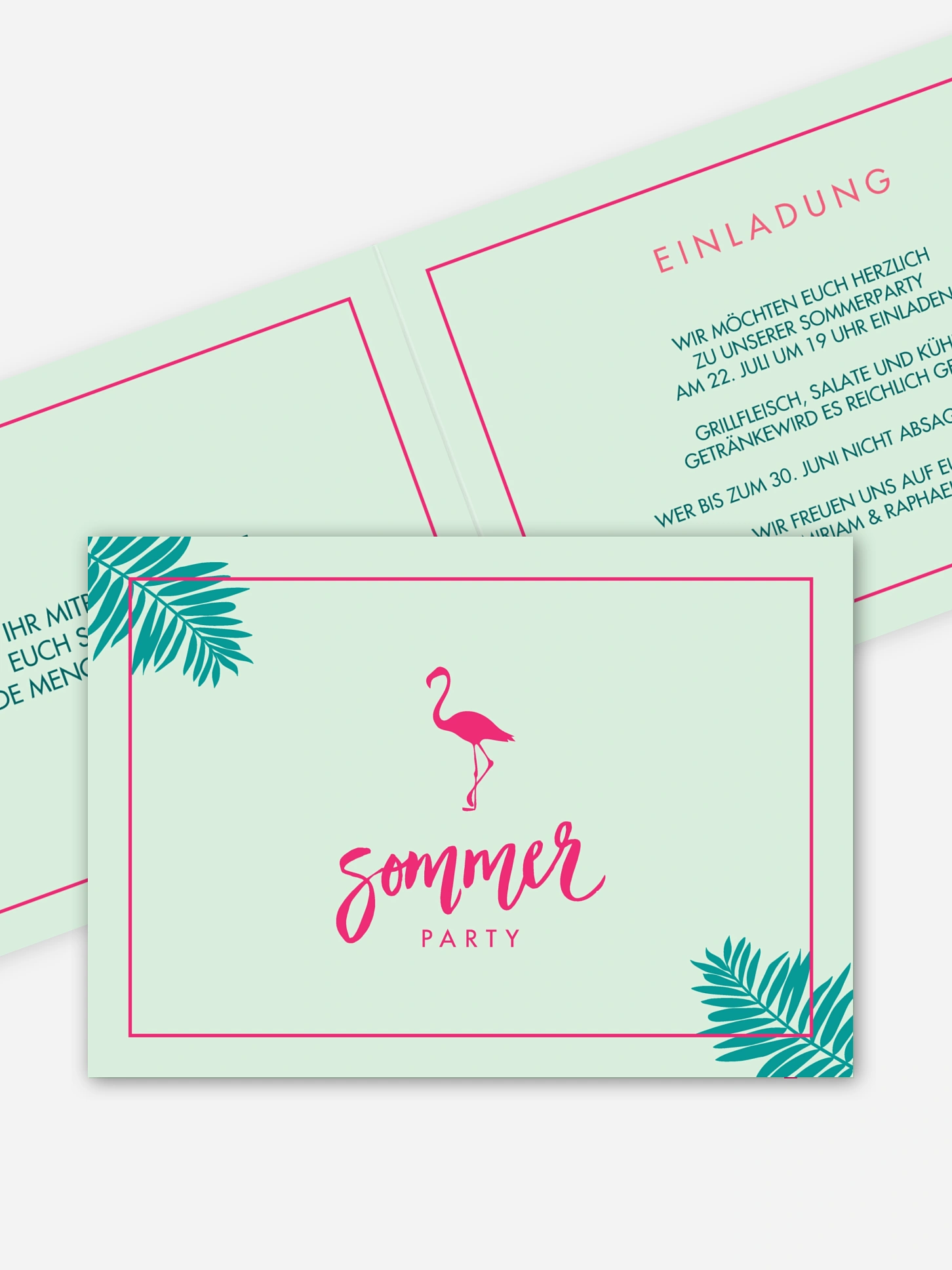 Partyeinladung Flamingo