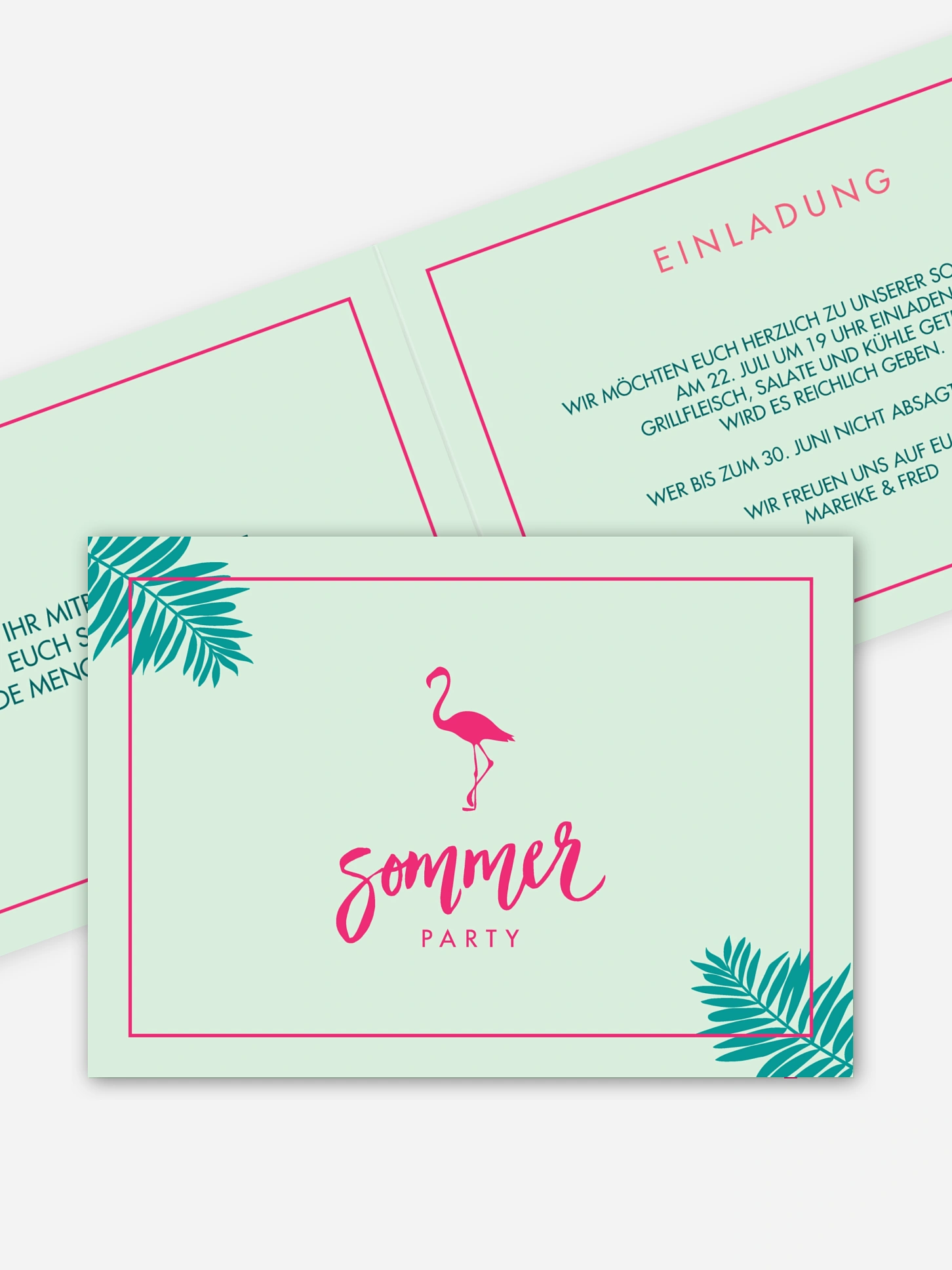 Partyeinladung Flamingo