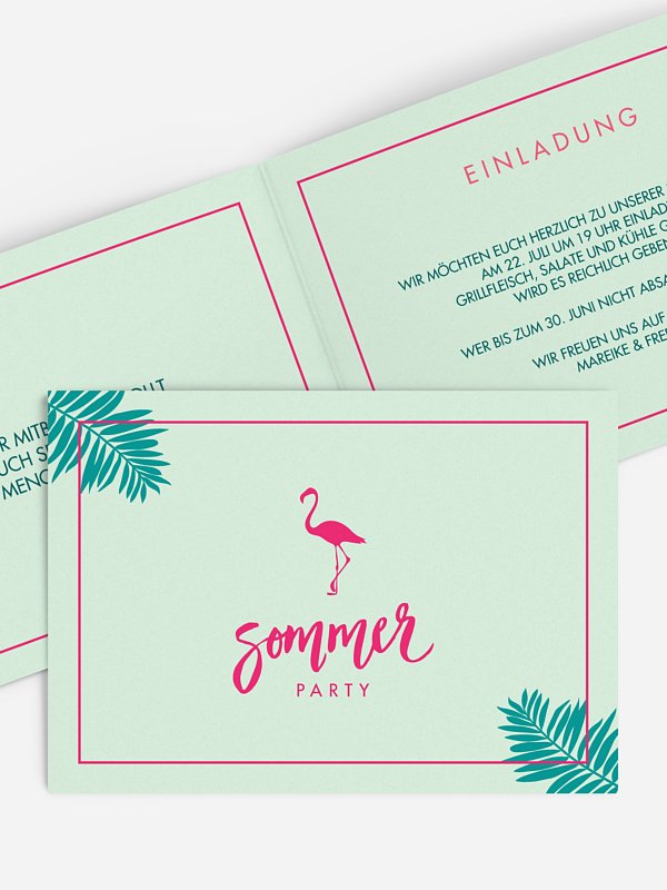 Partyeinladung Flamingo