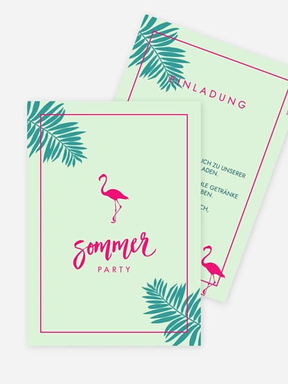 Partyeinladung Flamingo