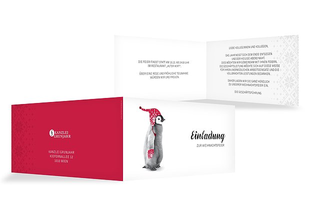 Weihnachtsfeier Pinguin Post