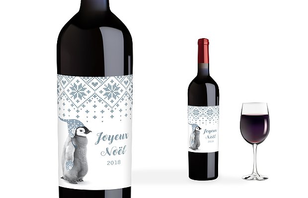 Étiquette pour bouteille Pingouin