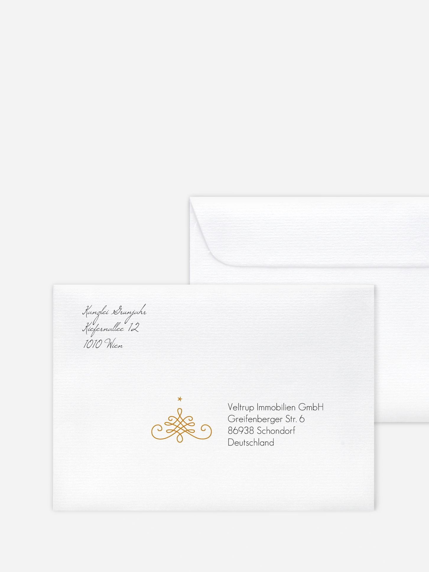 Bedruckte Umschläge geschäftl. Weihnachten Christmas Calligraphy