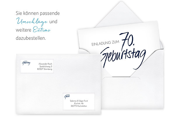 Einladung 70. Geburtstag Handgeschrieben