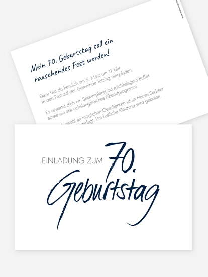Einladung 70. Geburtstag Handgeschrieben