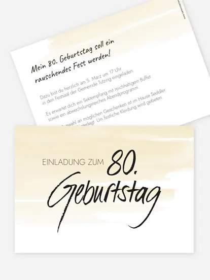 Einladung 80. Geburtstag Handgeschrieben