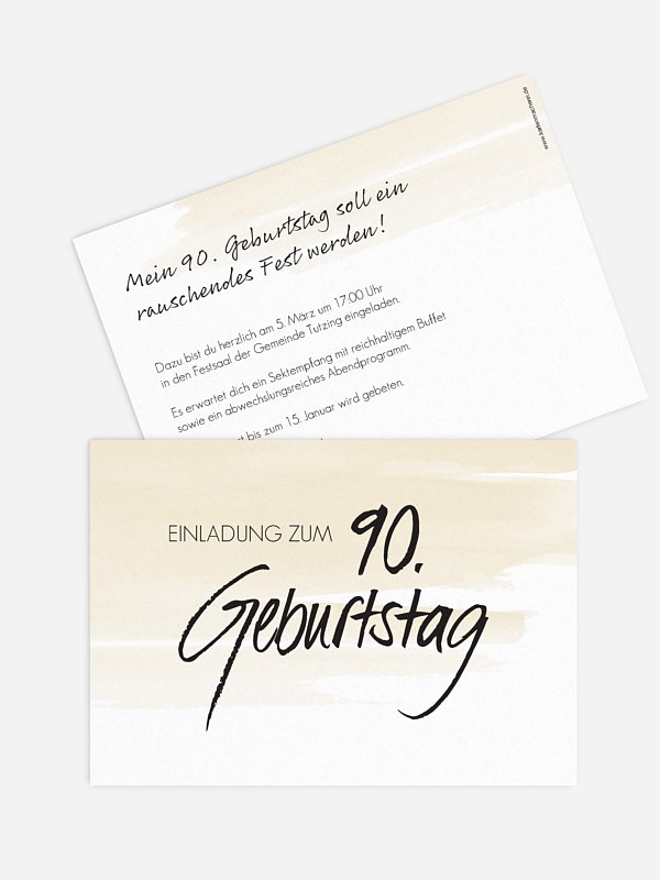 Einladung 90. Geburtstag Handgeschrieben