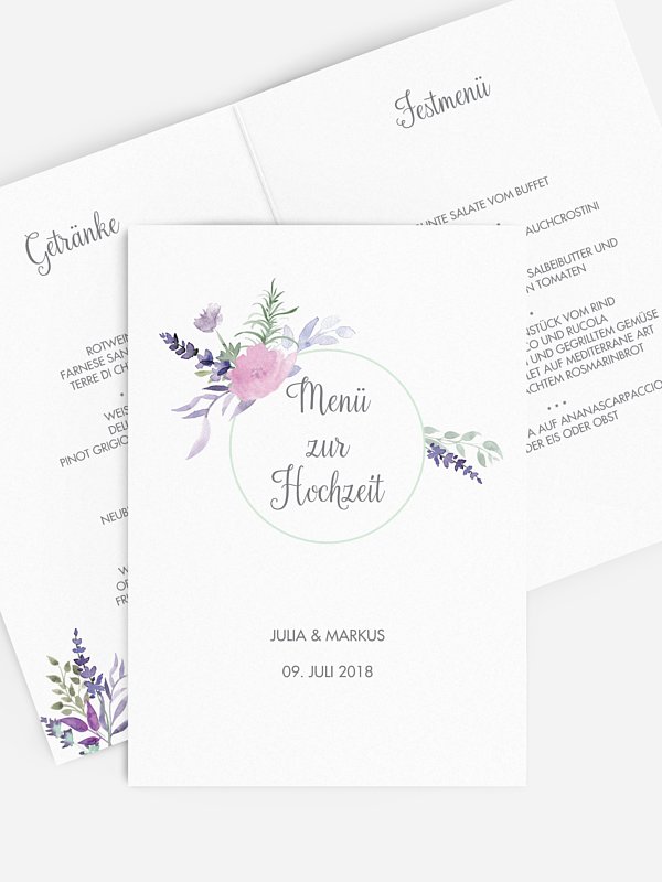 Menükarte Hochzeit Herbal Bouquet