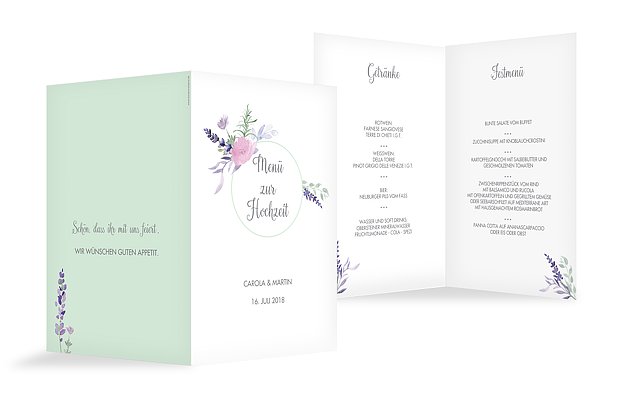 Menükarte Hochzeit Herbal Bouquet