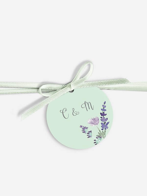 Étiquette avec ruban Bouquet de fleurs