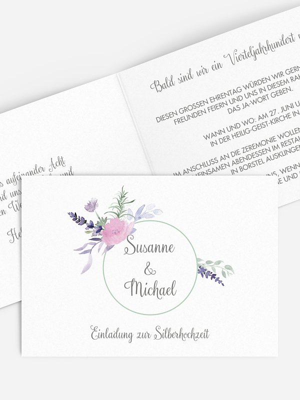Einladung zur Silberhochzeit Herbal Bouquet