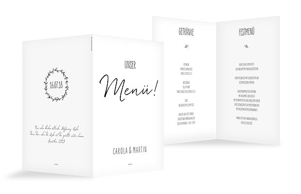 Menükarte Hochzeit Letter Pur