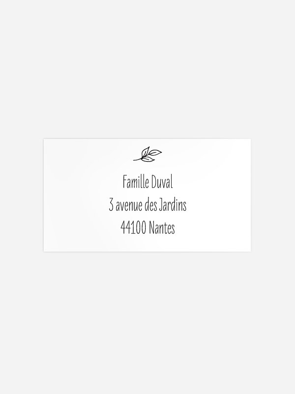 Étiquette destinataire mariage Épuré