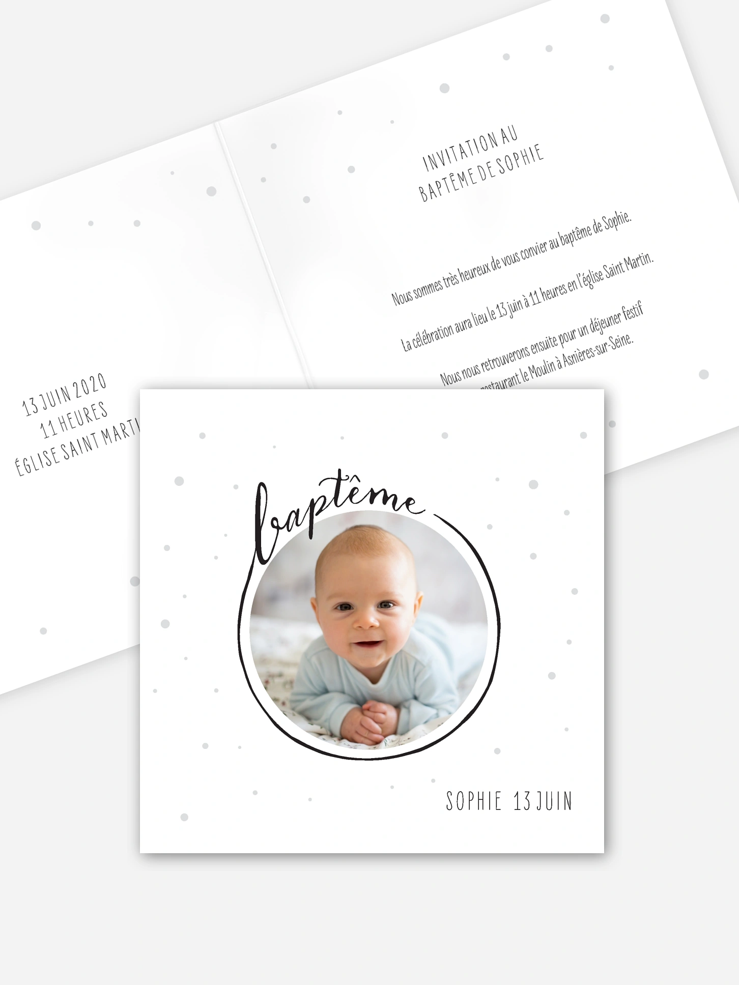 Faire-part baptême Univers