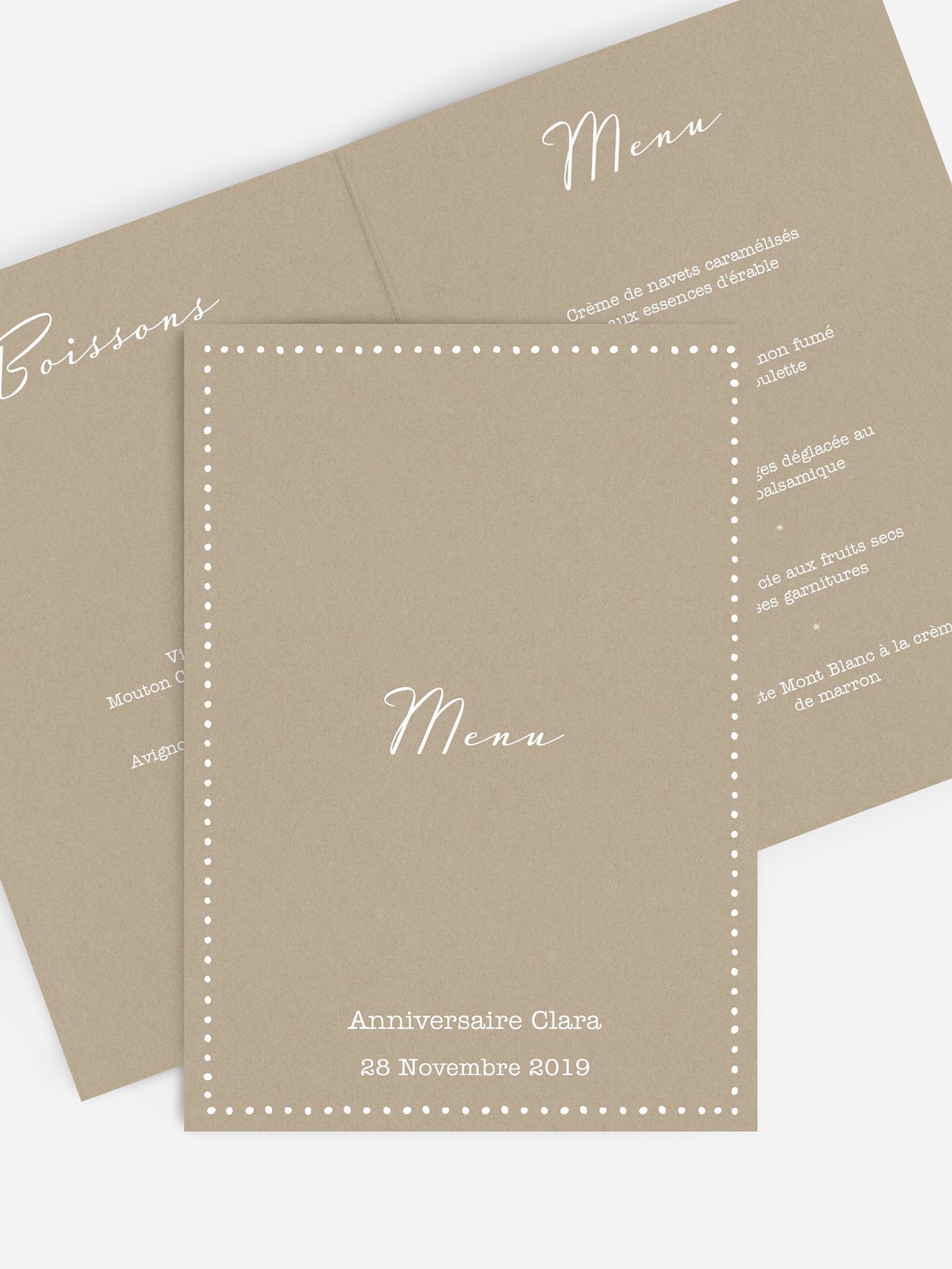 menu anniversaire Vintage baby