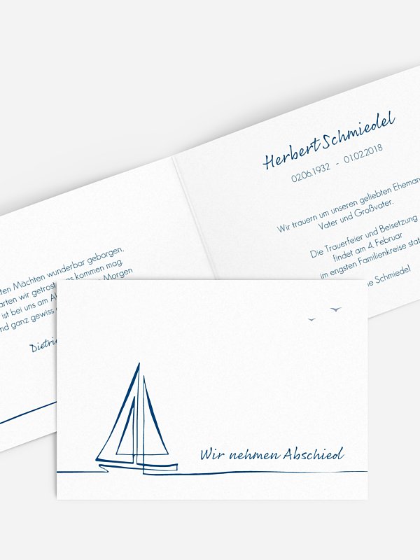 Trauerkarte Sail Away