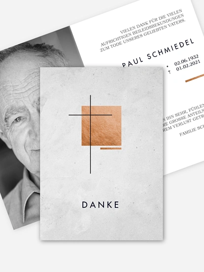 Trauerdanksagung Modern Cross