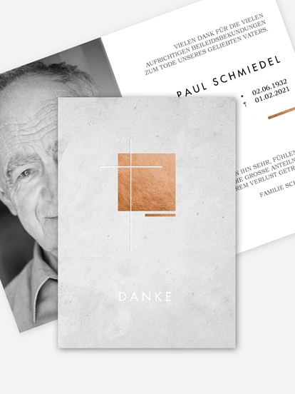 Trauerdanksagung Modern Cross