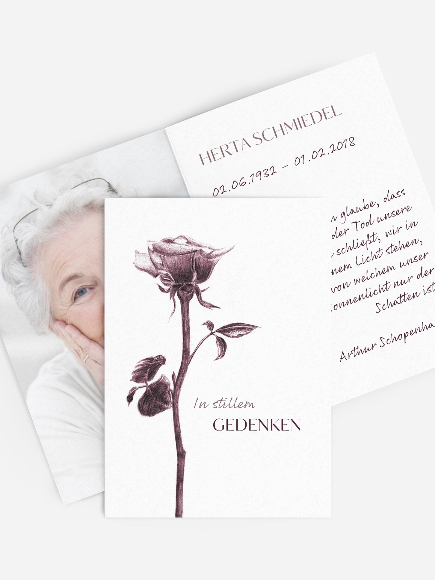 Sterbebild Zarte Rose