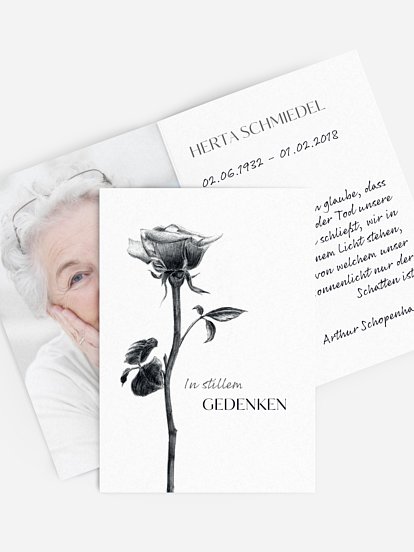 Sterbebild Zarte Rose