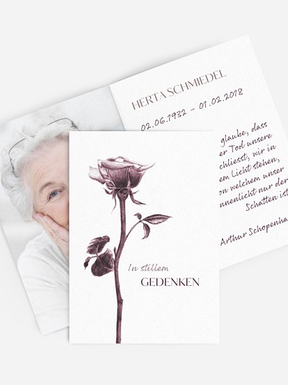 Sterbebild Zarte Rose