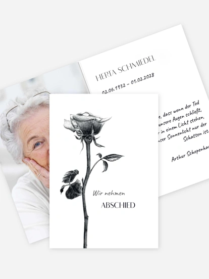 Sterbebild Zarte Rose