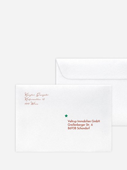 Bedruckte Umschläge geschäftl. Weihnachten Verborgener Baum