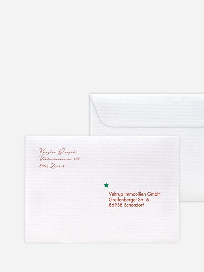 Bedruckte Umschläge geschäftl. Weihnachten Verborgener Baum