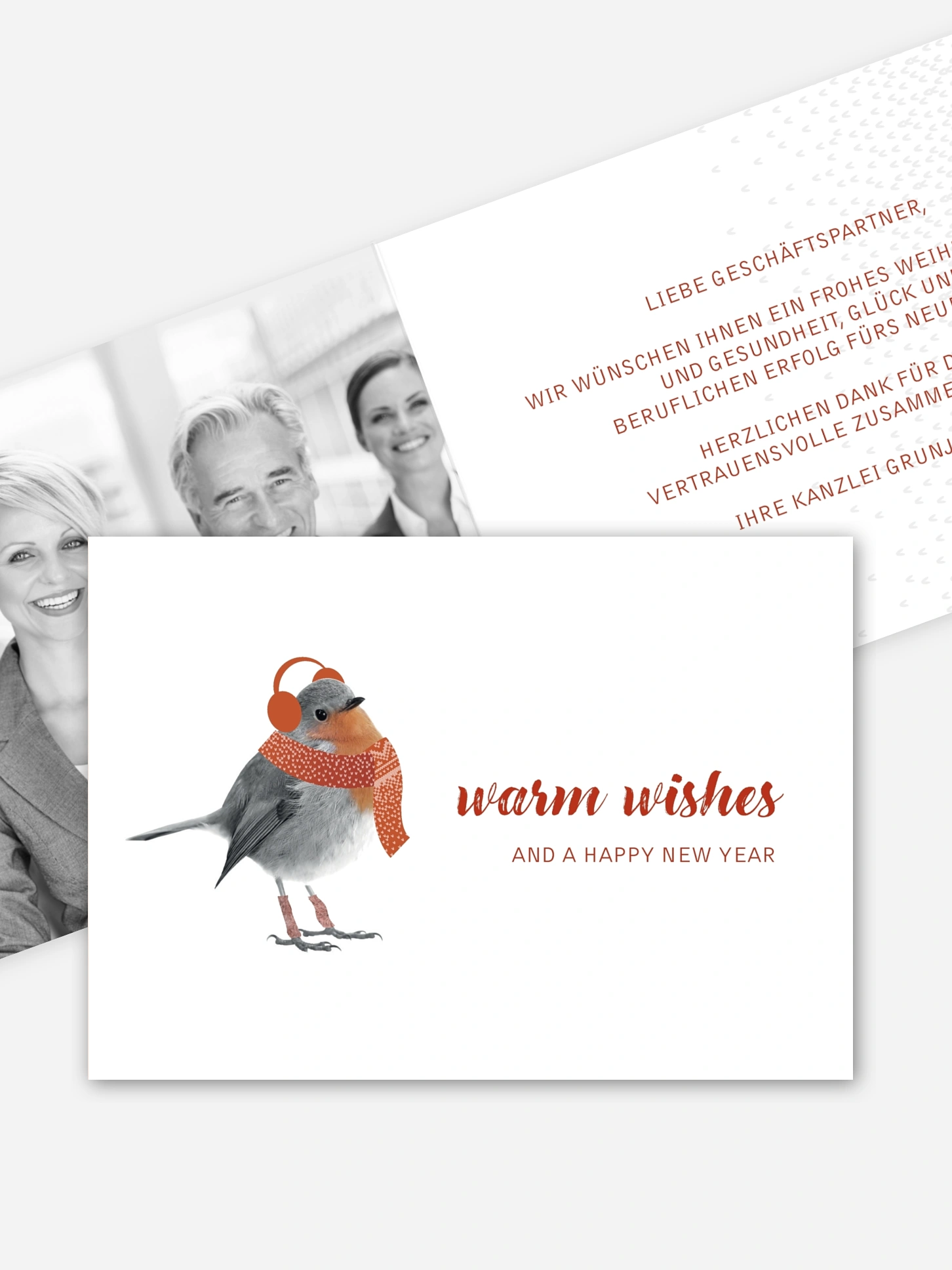 Geschäftliche Weihnachtskarte Happy Birdy