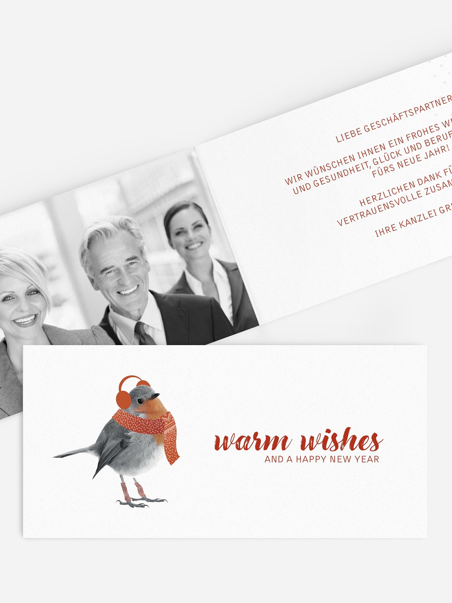 Geschäftliche Weihnachtskarte Happy Birdy