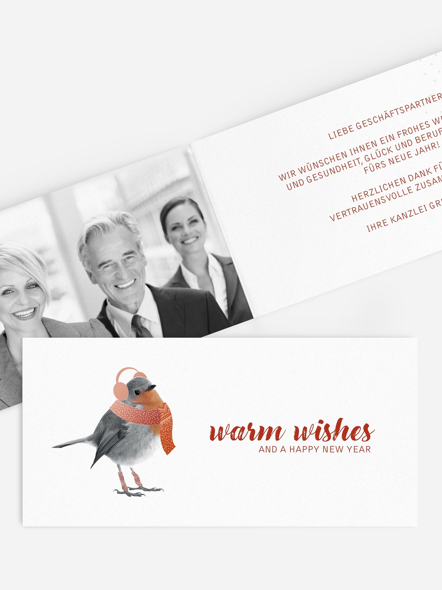 Geschäftliche Weihnachtskarte Happy Birdy