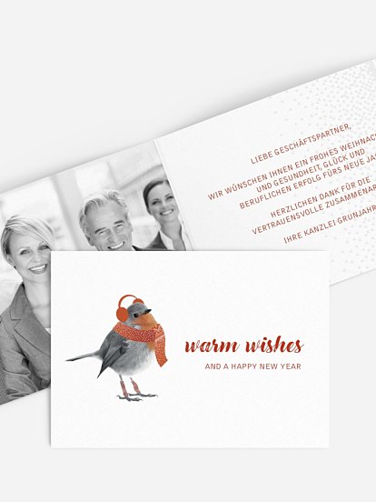 Geschäftliche Weihnachtskarte Happy Birdy
