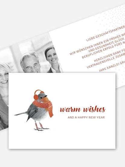 Geschäftliche Weihnachtskarte Happy Birdy