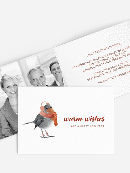 Geschäftliche Weihnachtskarte Happy Birdy