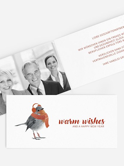 Geschäftliche Weihnachtskarte Happy Birdy