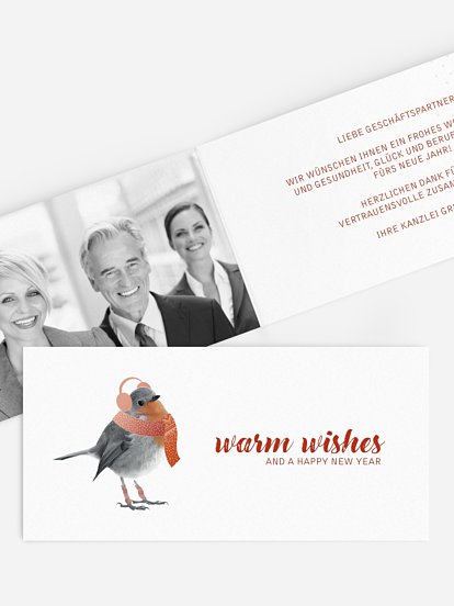Geschäftliche Weihnachtskarte Happy Birdy