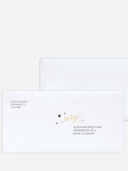 Bedruckte Umschläge geschäftl. Weihnachten Handlettering