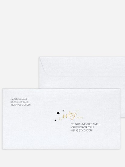 Bedruckte Umschläge geschäftl. Weihnachten Handlettering