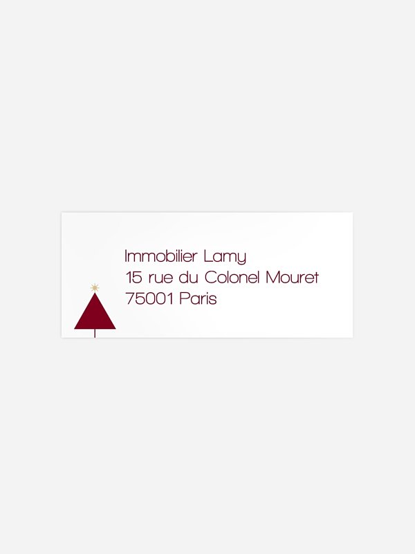 Étiquette expéditeur voeux entreprise Noël minimaliste