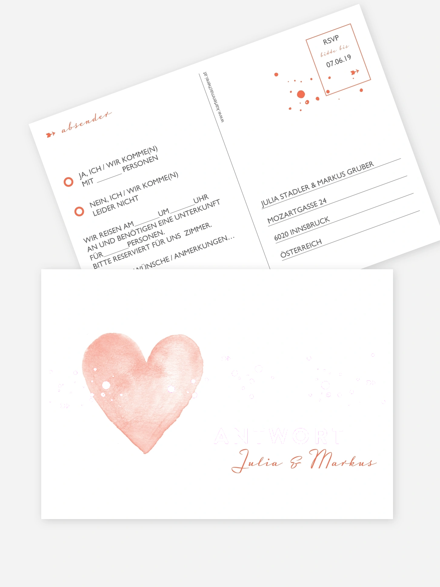 Antwortkarte Hochzeit Herzensmoment Premium