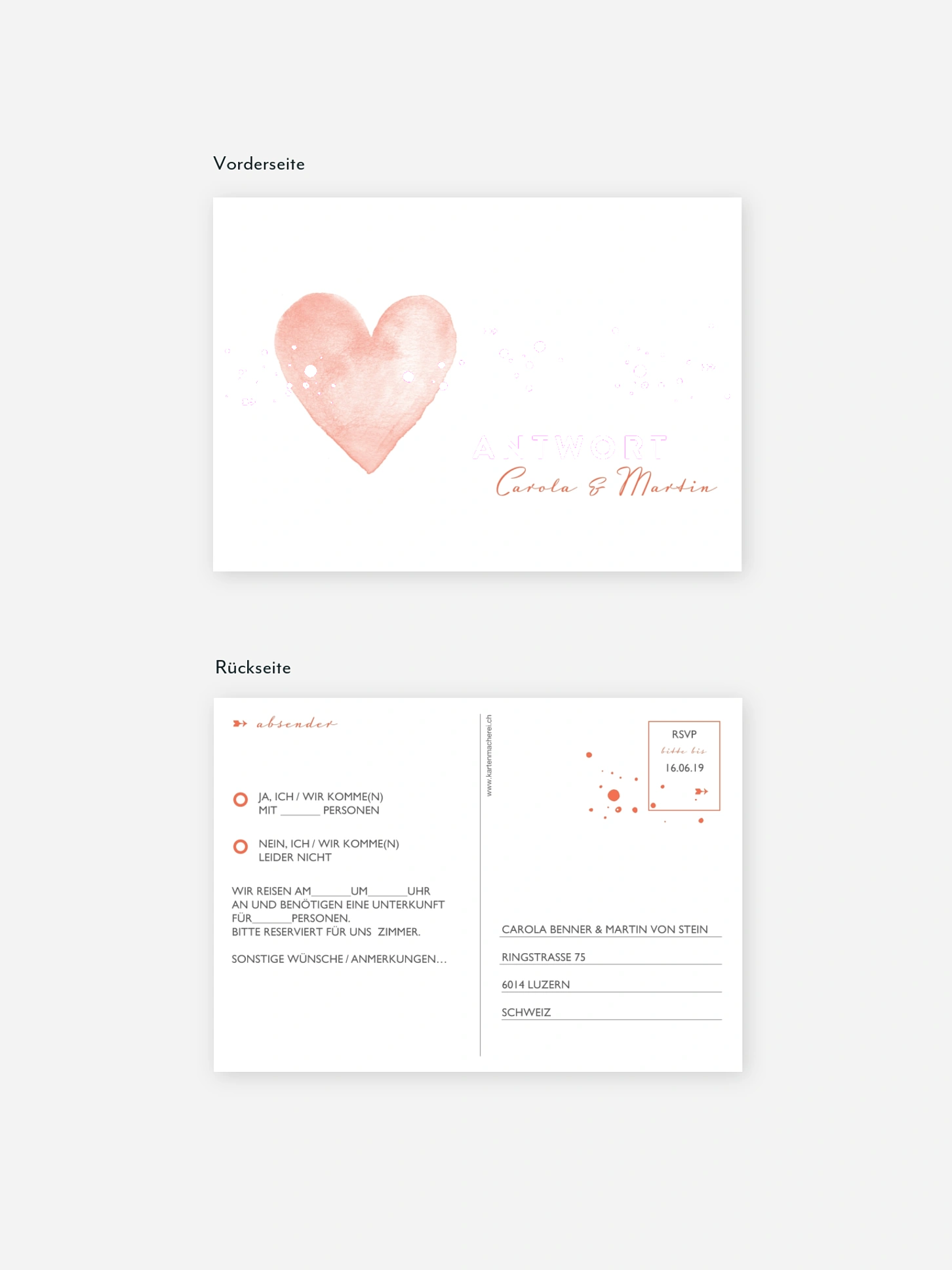 Antwortkarte Hochzeit Herzensmoment Premium
