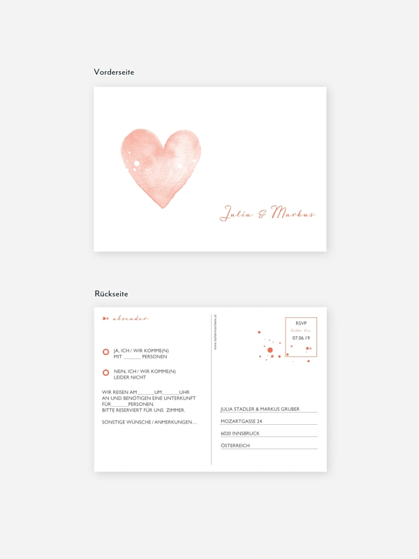Antwortkarte Hochzeit Herzensmoment Premium