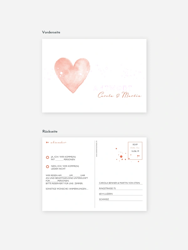 Antwortkarte Hochzeit Herzensmoment Premium