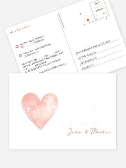 Antwortkarte Hochzeit Herzensmoment Premium