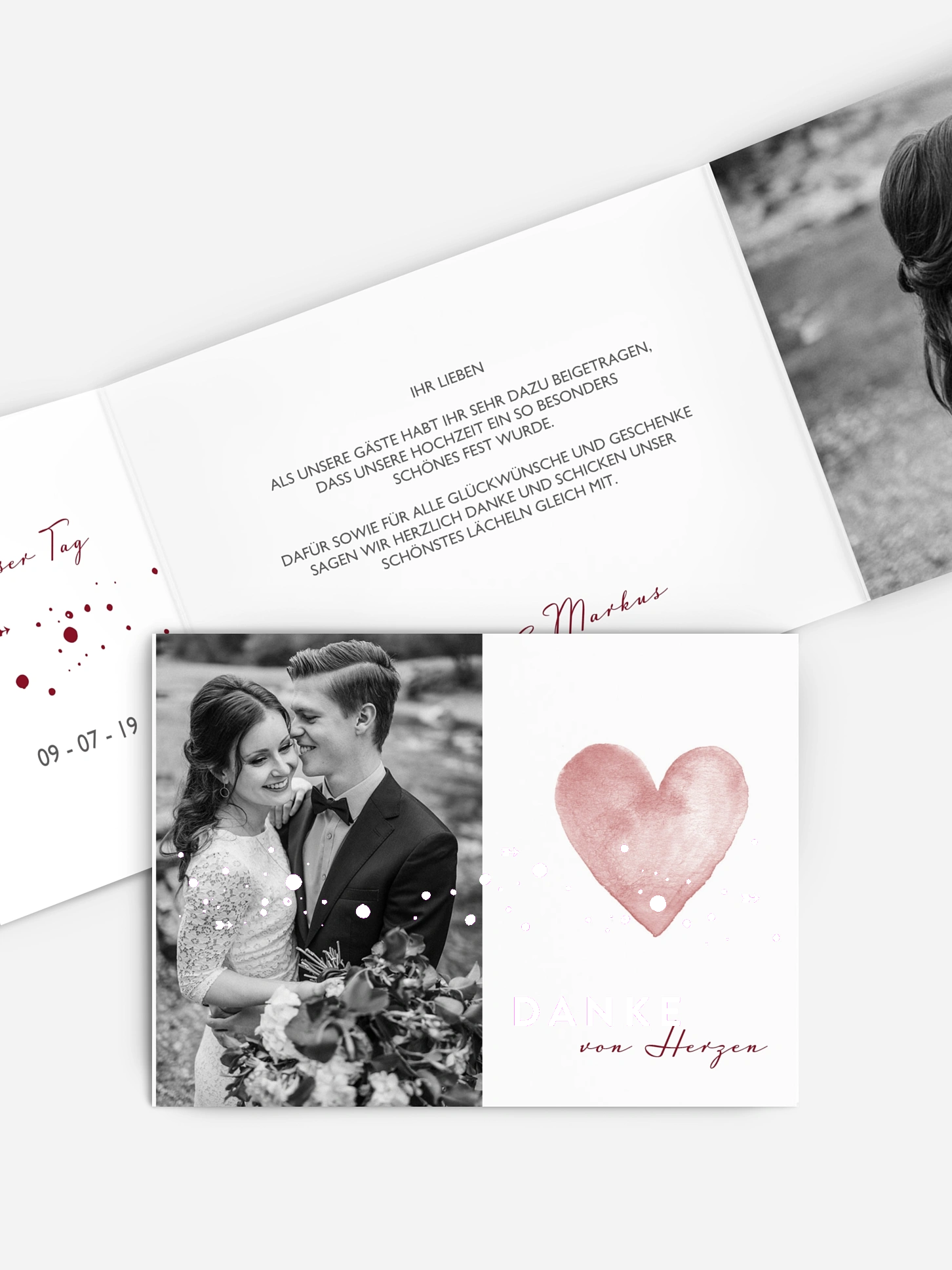 Dankeskarte Hochzeit Herzensmoment Premium